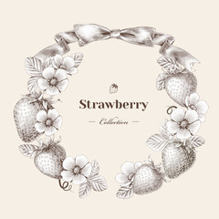 Engraved strawberry wreath