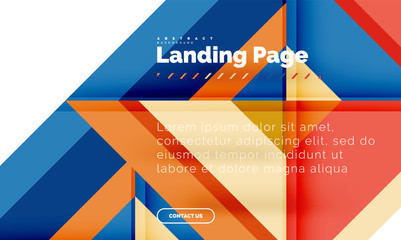 Square shape geometric abstract background, landing page web design template