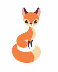 Fototapeta premium Cute fox in cartoon stile isolated on a white background. Childhood vector illustration.