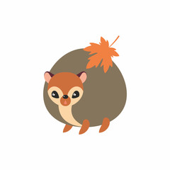 Cute hedhehog in cartoon stile isolated on a white background. Childhood vector illustration.