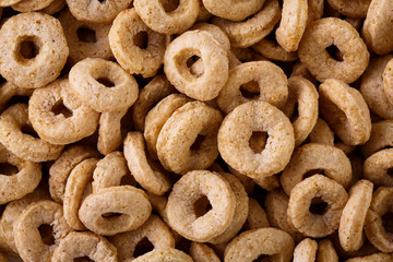 healthy cereal rings on white background. Good morning. A healthy, healthy breakfast. Dry muesli.
