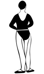 Ballerin in first position from behind