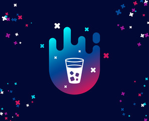 Ice tea simple icon. Soda drink sign. Fresh cold beverage symbol. Cool banner with icon. Abstract shape with gradient. Vector