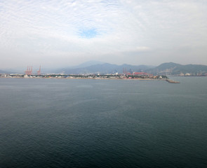Fototapeta premium Scene of Manzanillo, Colima, Mexico from a cruise ship.