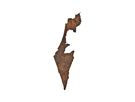 Karte von Israel auf rostigem Metall