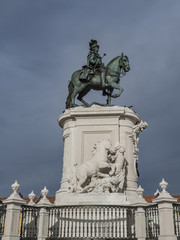 Fototapeta na wymiar Statue of King Jose I on Praca do Comercio, Lisbon