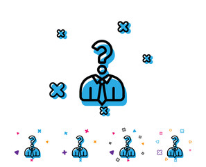 Business head hunting line icon. Question sign. Human resources symbol. Line icon with geometric elements. Bright colourful design. Vector
