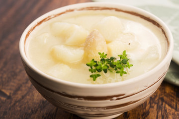 Fresh soup of white asparagus