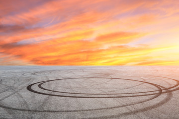Car drift asphalt square scene at sunrise © ABCDstock