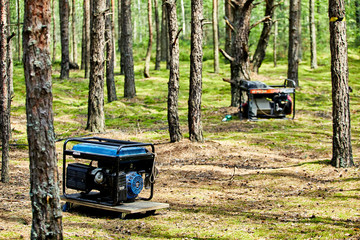 gasoline generators in the forest