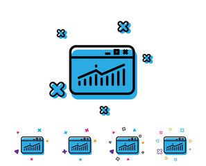 Website Traffic line icon. Report chart or Sales growth sign. Analysis and Statistics data symbol. Line icon with geometric elements. Bright colourful design. Vector