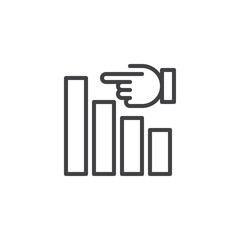 Graph and a hand outline icon. linear style sign for mobile concept and web design. Profit simple line vector icon. Symbol, logo illustration. Pixel perfect vector graphics