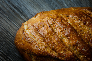 macro fresh  handmade oblong wheaten bread