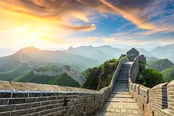 Papier Peint photo Lavable Mur chinois Great Wall of China at Sunrise