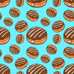 donuts seamless pattern vector illustration