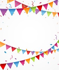 Fototapeta premium celebration background with bunting flags and confetti