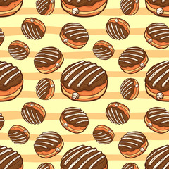 donuts seamless pattern vector illustration