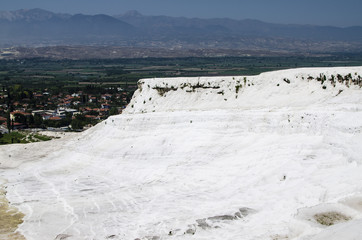mountains of limestone in the city of Pamukkale