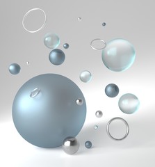 Abstract geometric shape scene. 3d rendering. Front view.