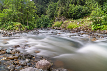 Long exposure of rapids along the River.Rize,Turkey