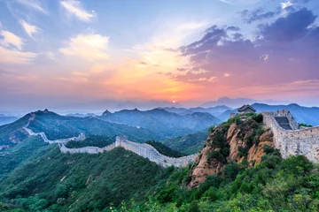Fotobehang Chinese Muur Grote Muur van China bij zonsopgang