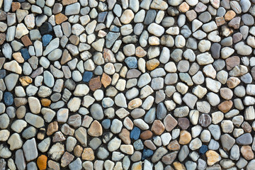 Colorful patterns of walls decorated with stones.
