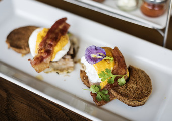 Tasty eggs benedict for breakfast
