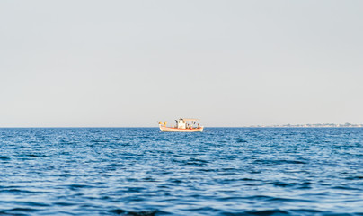 Fishing boat on the high seas in Leptokaria Greece