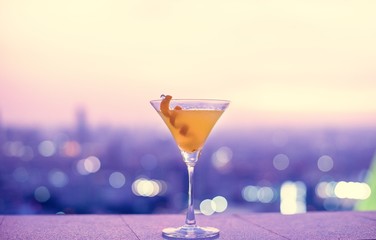 Orange cocktail at a rooftop