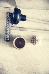 Equipment tools to clean the toilet