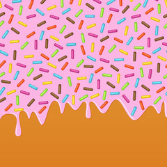 vector background with tasty donut pink glaze