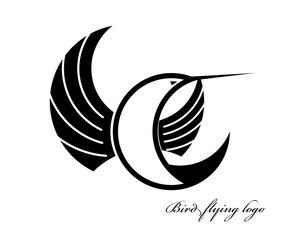 Black bird flying logo vector design on a white backgrounds