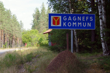 Road sign of the District of Gagnef in Dalarna