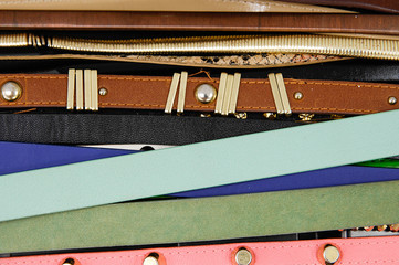 Set of woman many colorful Rivets belts 