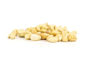 Lot of whole raw cashew nut isolated on white background
