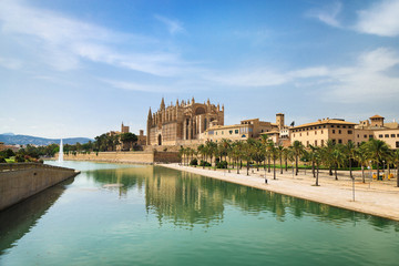 La Seu Cathedral in Palma de Mallorca, Spain, panoramic view