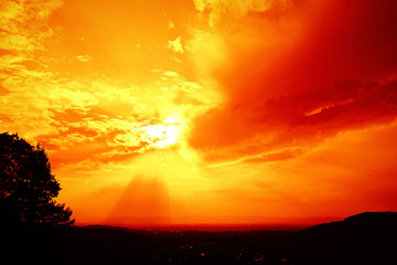 red sunset sky