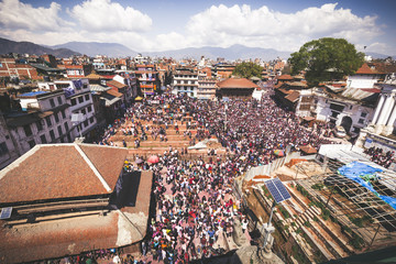 holi festival crowds in nepal