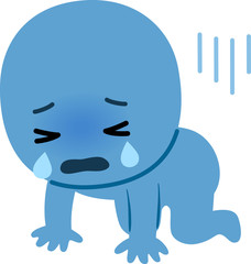 膝をついて泣いている人物