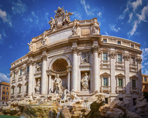 Fototapeta na wymiar Trevi Fountain with Palazzo Poli, Rome Italy