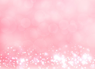 Abstract pink blurred light background with bokeh and  glitter effect.