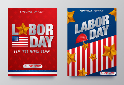 Labor day sale promotion advertising banners, vector, illustration