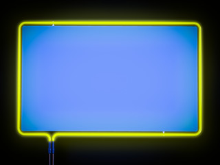 Neon lights frames. Sign template for decoration and covering on the dark background. 3d rendering concept