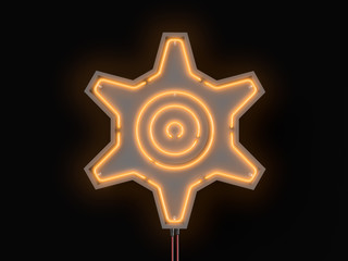 Neon lights frames. Sign template for decoration and covering on the dark background. 3d rendering concept