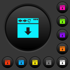 Browser scroll down dark push buttons with color icons