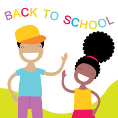 Happy kids vector illustration. Back to school concept.