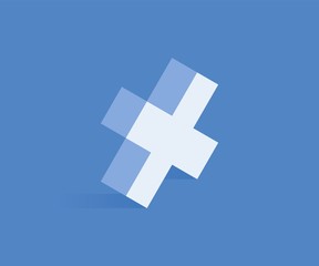 Cross isometric icon. Vector illustration for web design in flat isometric 3D style.