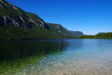 Fototapeta na wymiar Landscape Bohinj Lake,with clear water.