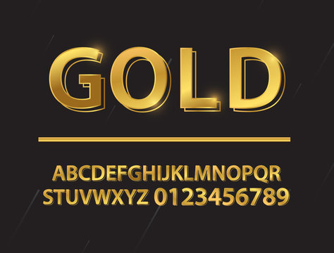 Set Gold Font Shapes Composition. Classic Style Golden Logo Poster Invitation. Vector Illustration