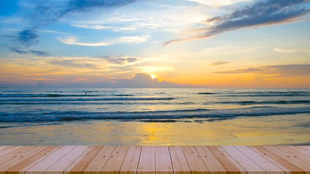 View of beach sea sunset background